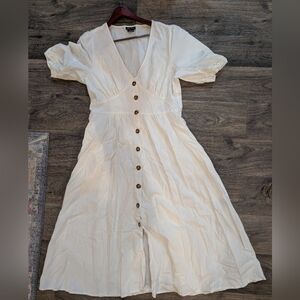 City Chic Cream Button-Down Midi Dress